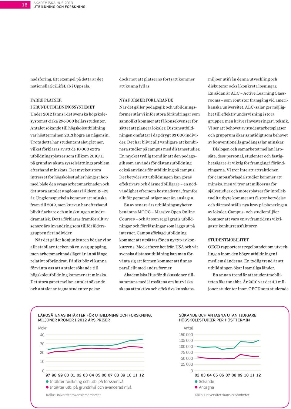 Trots detta har studentantalet gått ner, vilket förklaras av att de 10 000 extra utbildningsplatser som tillkom 2010/11 på grund av akuta sysselsättningsproblem, efterhand minskats.