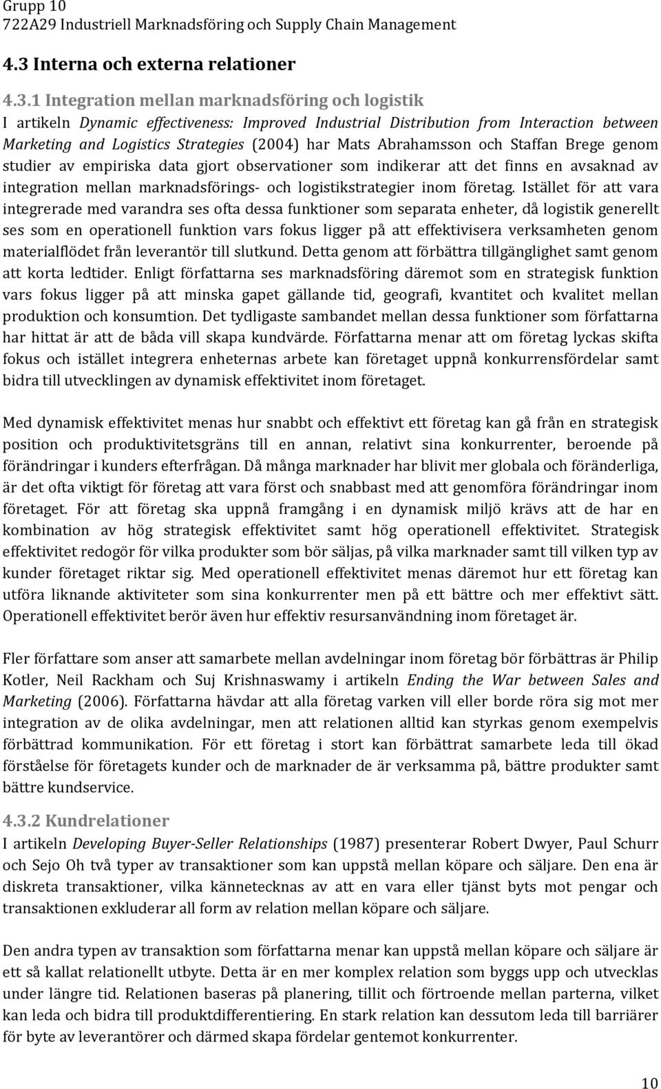 och logistikstrategier inom företag.