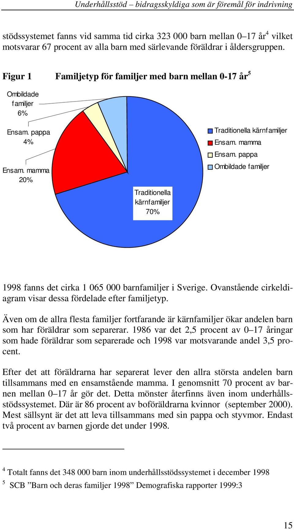 pappa Ombildade familjer 1998 fanns det cirka 1 065 000 barnfamiljer i Sverige. Ovanstående cirkeldiagram visar dessa fördelade efter familjetyp.