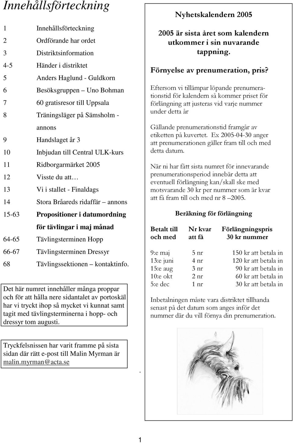 Propositioner i datumordning för tävlingar i maj månad 64-65 Tävlingsterminen Hopp 66-67 Tävlingsterminen Dressyr 68 Tävlingssektionen kontaktinfo.