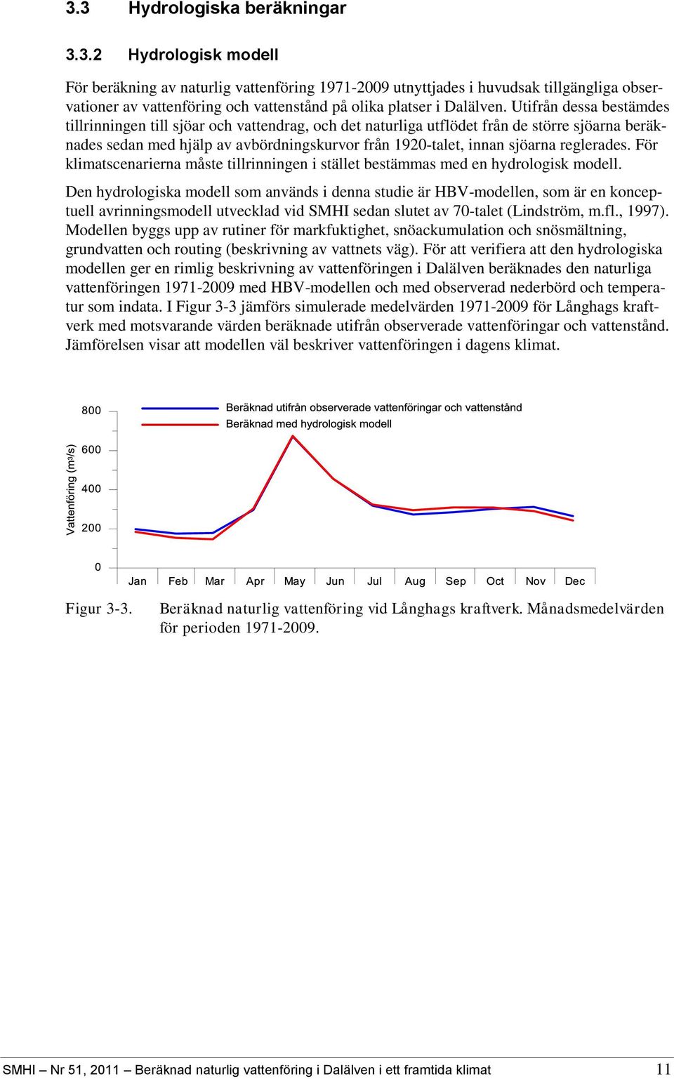 reglerades. För klimatscenarierna måste tillrinningen i stället bestämmas med en hydrologisk modell.