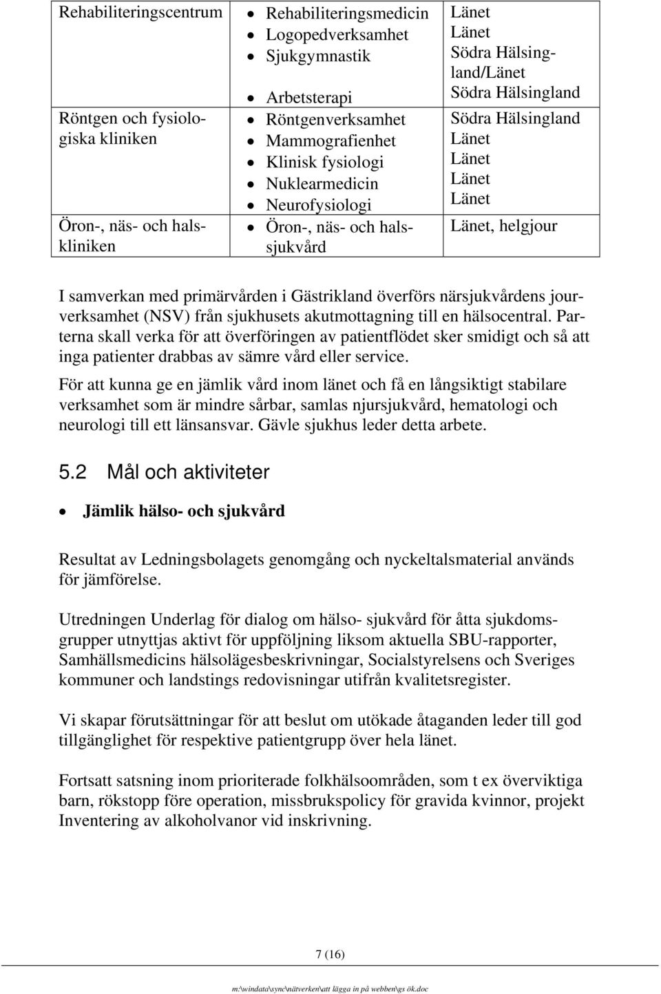 närsjukvårdens jourverksamhet (NSV) från sjukhusets akutmottagning till en hälsocentral.