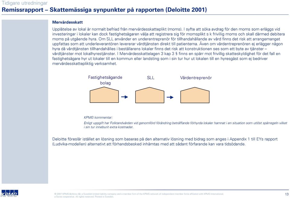 utgående hyra. Om SLL använder en underentreprenör för tillhandahållande av vård finns det risk att arrangemanget uppfattas som att underleverantören levererar vårdtjänsten direkt till patienterna.