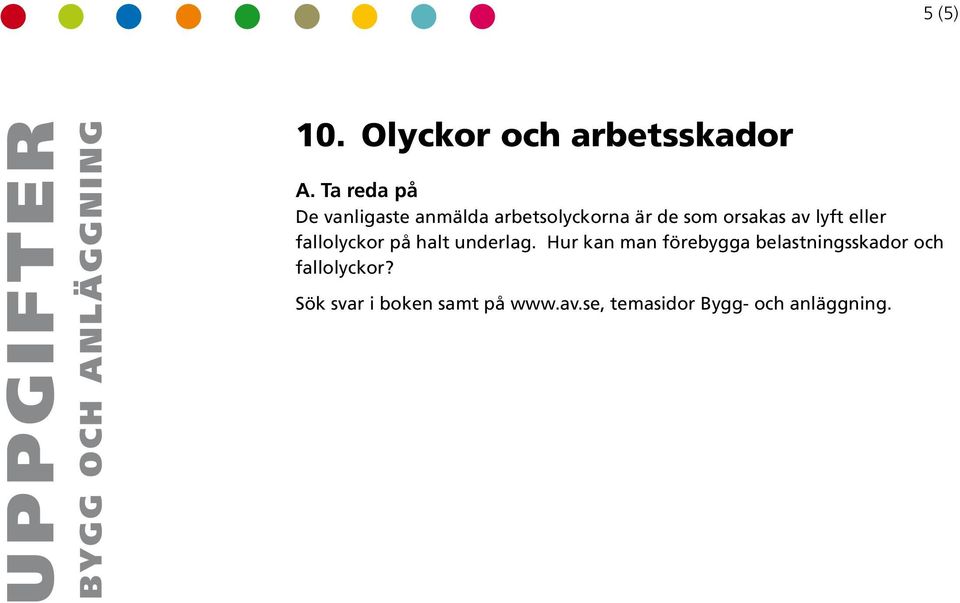 Olyckor och arbetsskador De vanligaste anmälda arbetsolyckorna är de som orsakas av lyft eller