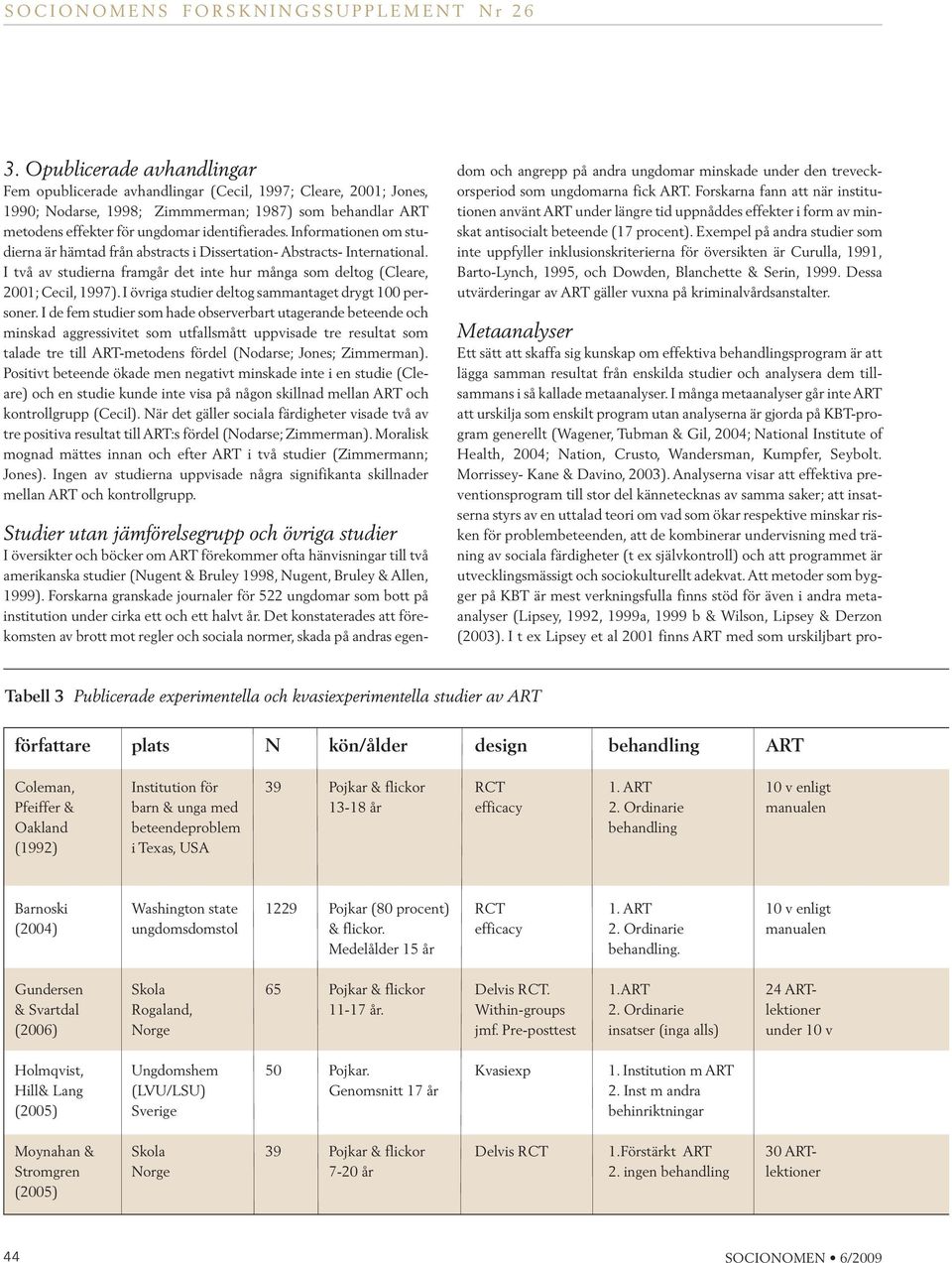 Informationen om studierna är hämtad från abstracts i Dissertation- Abstracts- International. I två av studierna framgår det inte hur många som deltog (Cleare, 2001; Cecil, 1997).