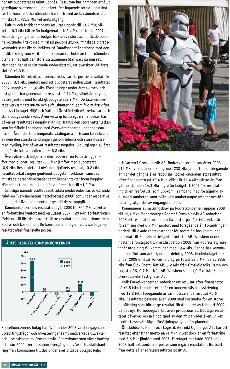 Kultur- och fritidsnämndens resultat uppgår till +1,9 Mkr, vilket är 0,3 Mkr bättre än budgeterat och 2,4 Mkr bättre än 2007.