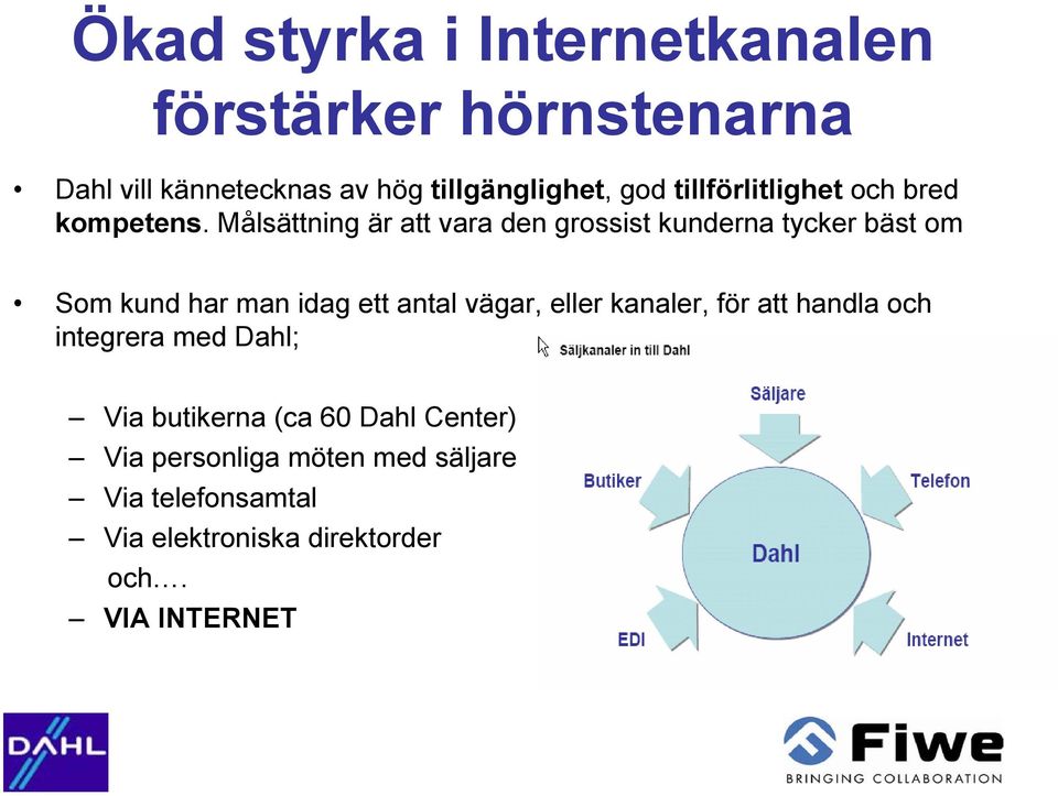 Målsättning är att vara den grossist kunderna tycker bäst om Som kund har man idag ett antal vägar, eller