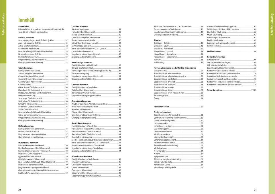 .. 33 Ungdomsmottagningen Bollnäs... 33... 33 Gävle kommun Familjeläkarjouren Gävle... 33 Andersberg Din hälsocentral... 33 Carema Bomhus hälsocentral...34 Carema Brynäs hälsocentral.