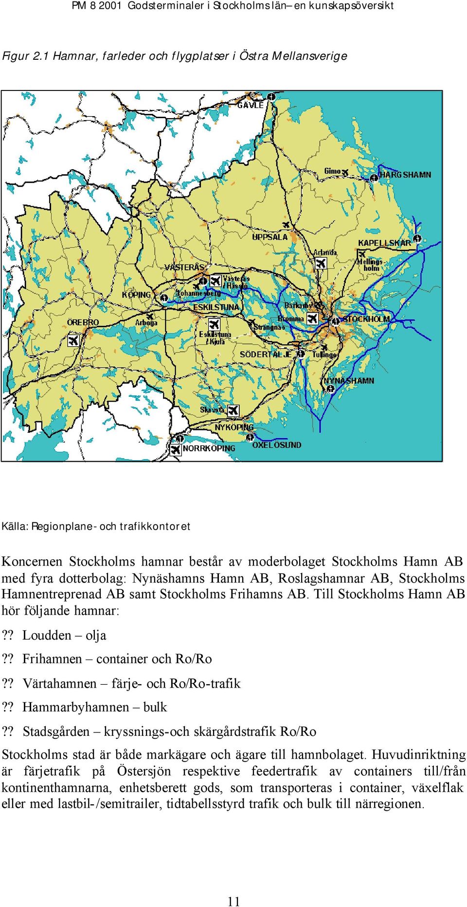 Hamn AB, Roslagshamnar AB, Stockholms Hamnentreprenad AB samt Stockholms Frihamns AB. Till Stockholms Hamn AB hör följande hamnar:?? Loudden olja?? Frihamnen container och Ro/Ro?