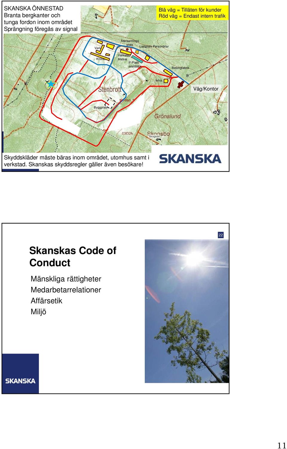 Personbilar Betongfabrik Infra Våg/Kontor Byggplats Skyddskläder måste bäras inom området, utomhus samt i verkstad.