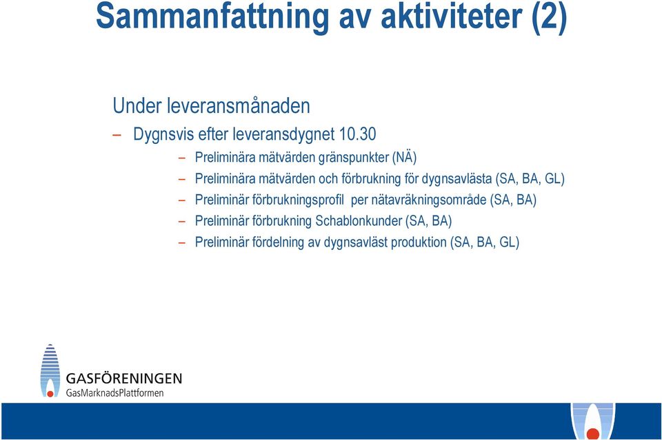 dygnsavlästa (SA, BA, GL) Preliminär förbrukningsprofil per nätavräkningsområde (SA, BA)