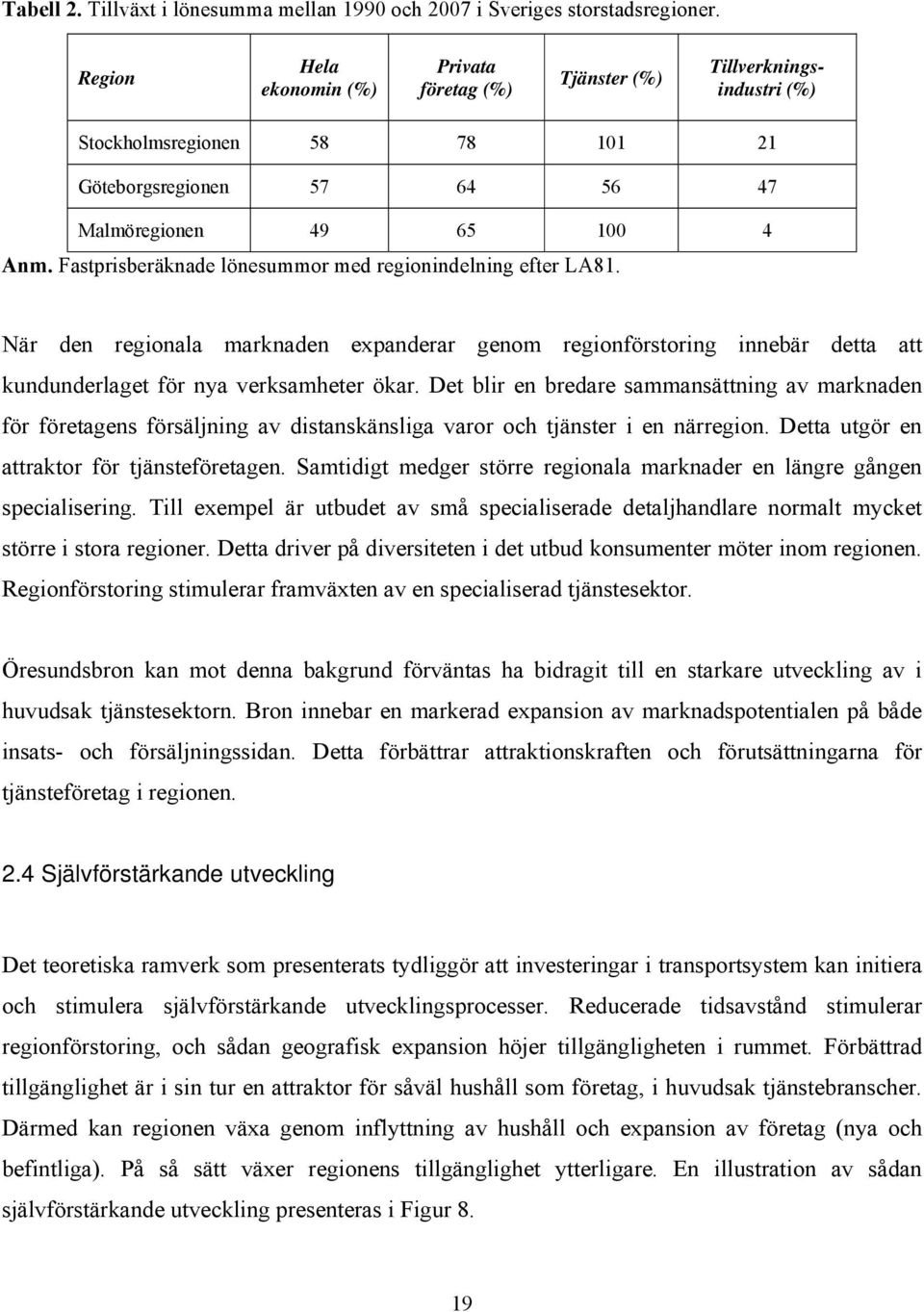 Fastprisberäknade lönesummor med regionindelning efter LA81. När den regionala marknaden expanderar genom regionförstoring innebär detta att kundunderlaget för nya verksamheter ökar.