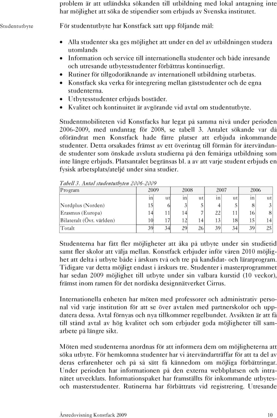 studenter och både inresande och utresande utbytesstudenter förbättras kontinuerligt. Rutiner för tillgodoräknande av internationell utbildning utarbetas.