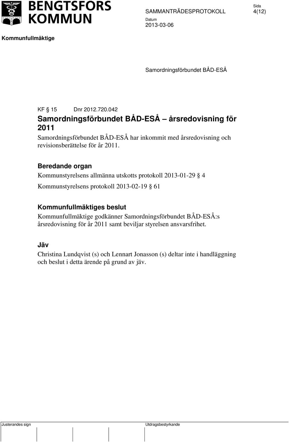 revisionsberättelse för år 2011.
