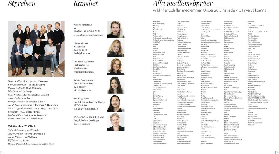 pr director Vinter Jacob Nelson, copywriter Forsman & Bodenfors Tove Langseth, senior kreatör och partner DDB Charlotte Witte, partner Prime Barbro Ohlson Smith, cd Ohlsonsmith Gustav Martner, vd