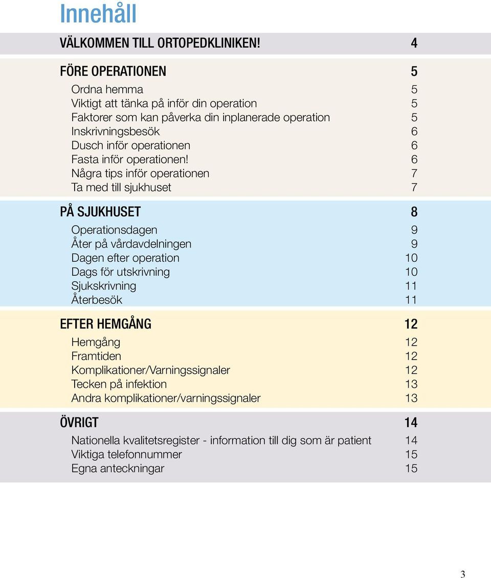 Fasta inför operationen!