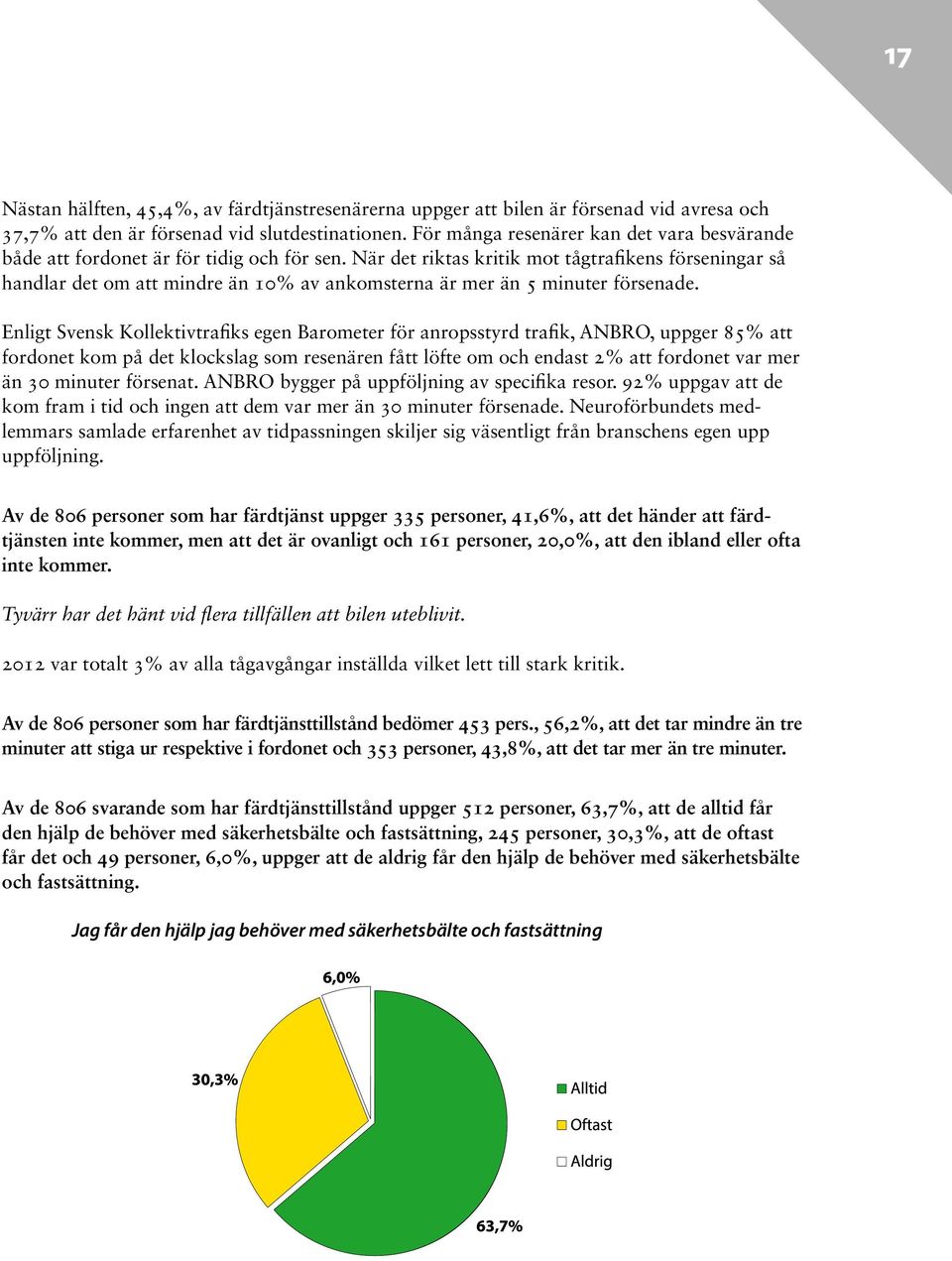 När det riktas kritik mot tågtrafikens förseningar så handlar det om att mindre än 10% av ankomsterna är mer än 5 minuter försenade.