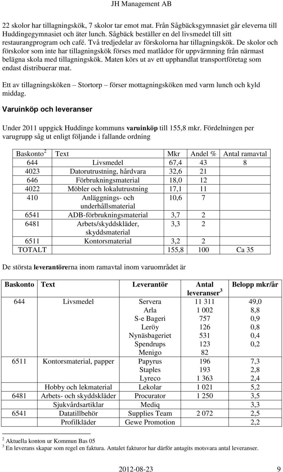 Maten körs ut av ett upphandlat transportföretag som endast distribuerar mat. Ett av tillagningsköken Stortorp förser mottagningsköken med varm lunch och kyld middag.