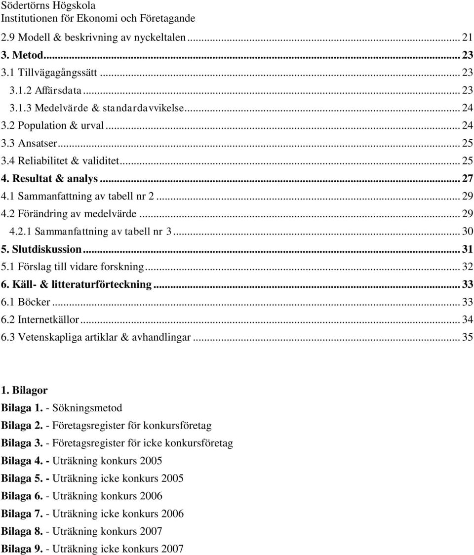 Slutdiskussion... 31 5.1 Förslag till vidare forskning... 32 6. Käll- & litteraturförteckning... 33 6.1 Böcker... 33 6.2 Internetkällor... 34 6.3 Vetenskapliga artiklar & avhandlingar... 35 1.