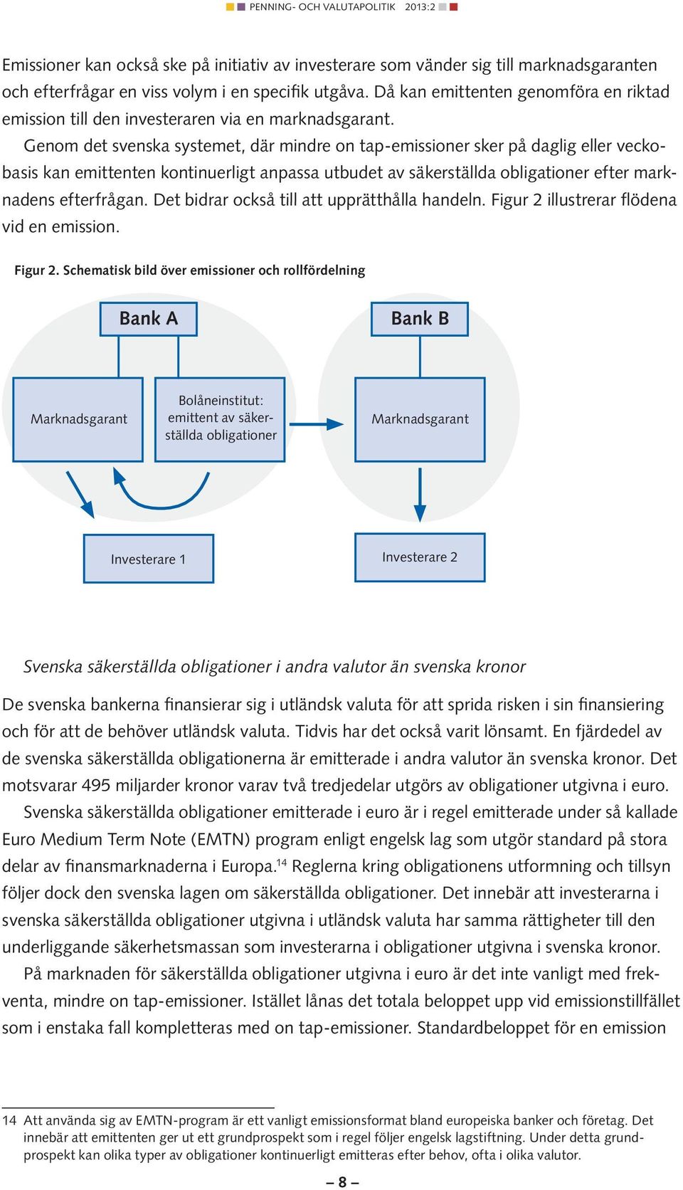 Genom det svenska systemet, där mindre on tap-emissioner sker på daglig eller veckobasis kan emittenten kontinuerligt anpassa utbudet av säkerställda obligationer efter marknadens efterfrågan.