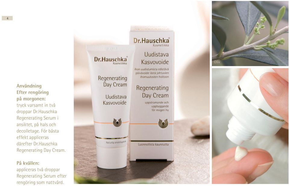 För bästa effekt appliceras därefter Dr.Hauschka Regenerating Day Cream.