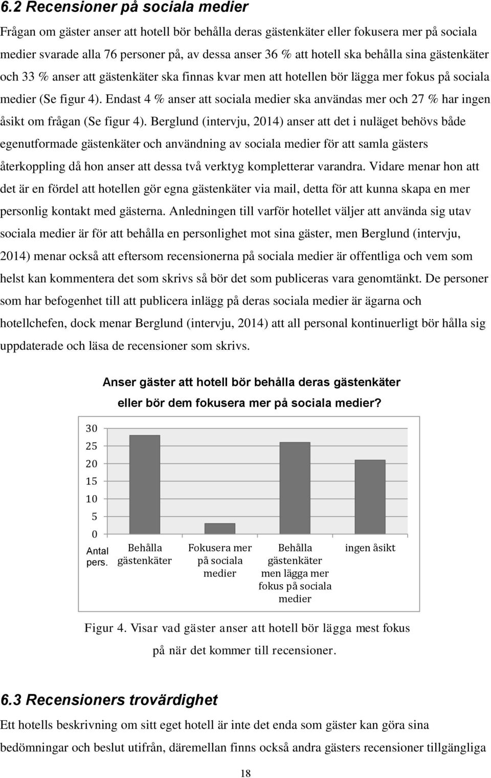 Endast 4 % anser att sociala medier ska användas mer och 27 % har ingen åsikt om frågan (Se figur 4).