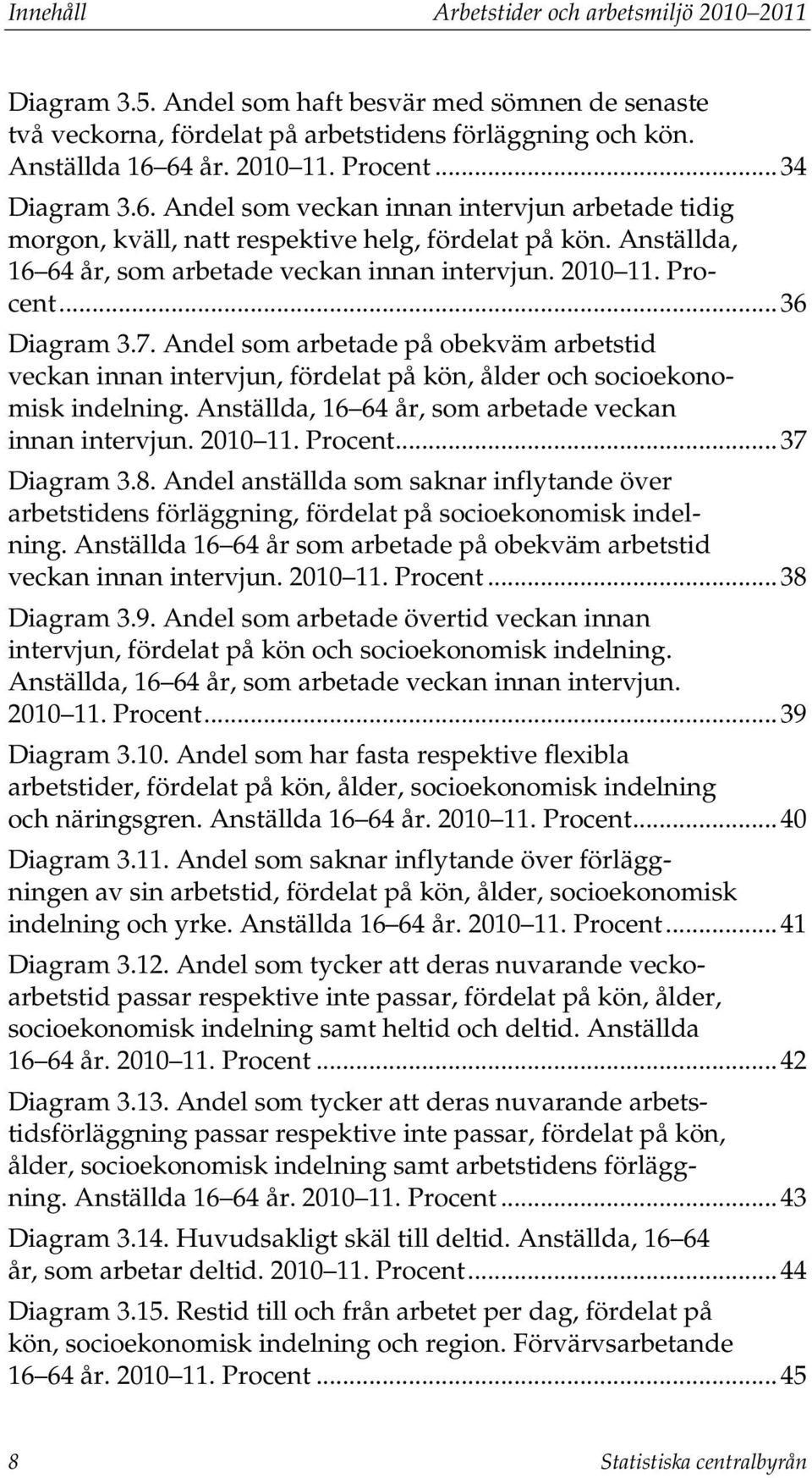 Procent... 36 Diagram 3.7. Andel som arbetade på obekväm arbetstid veckan innan intervjun, fördelat på kön, ålder och socioekonomisk indelning.