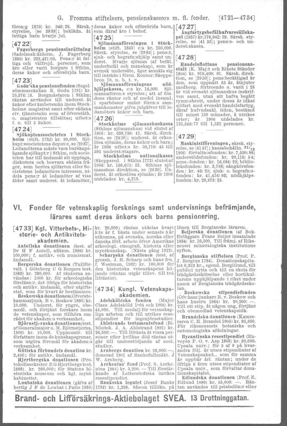 ~e [41 53}; pens;s- och un- Fagerbergs pensionsinrättning holm (stift. 1863) c;;, kr.. 250,000. det-st.aka.ssa. (Sadelmak:älderm. J. Fagerberg S!'rsk. styrelse,.se [~.985], pens:r, 18~0) kl'.