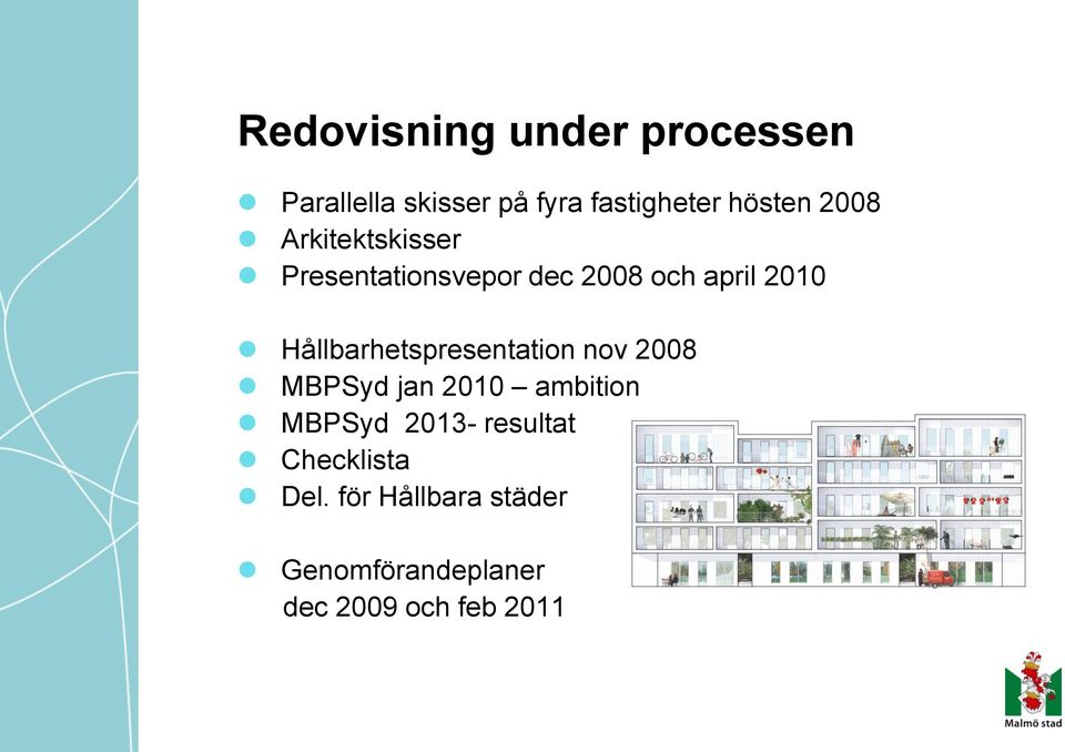 Hållbarhetspresentation nov 2008 MBPSyd jan 2010 ambition MBPSyd 2013-