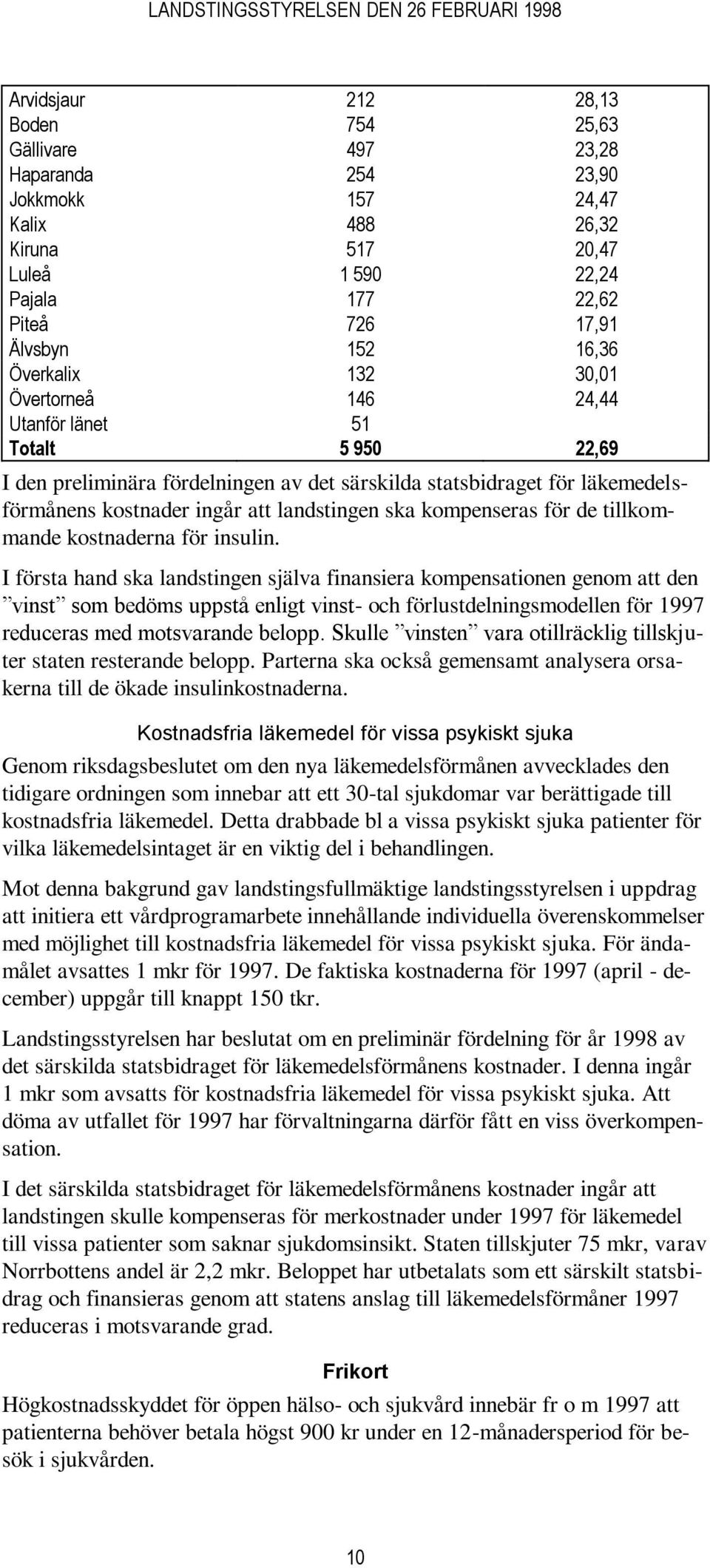 kompenseras för de tillkommande kostnaderna för insulin.