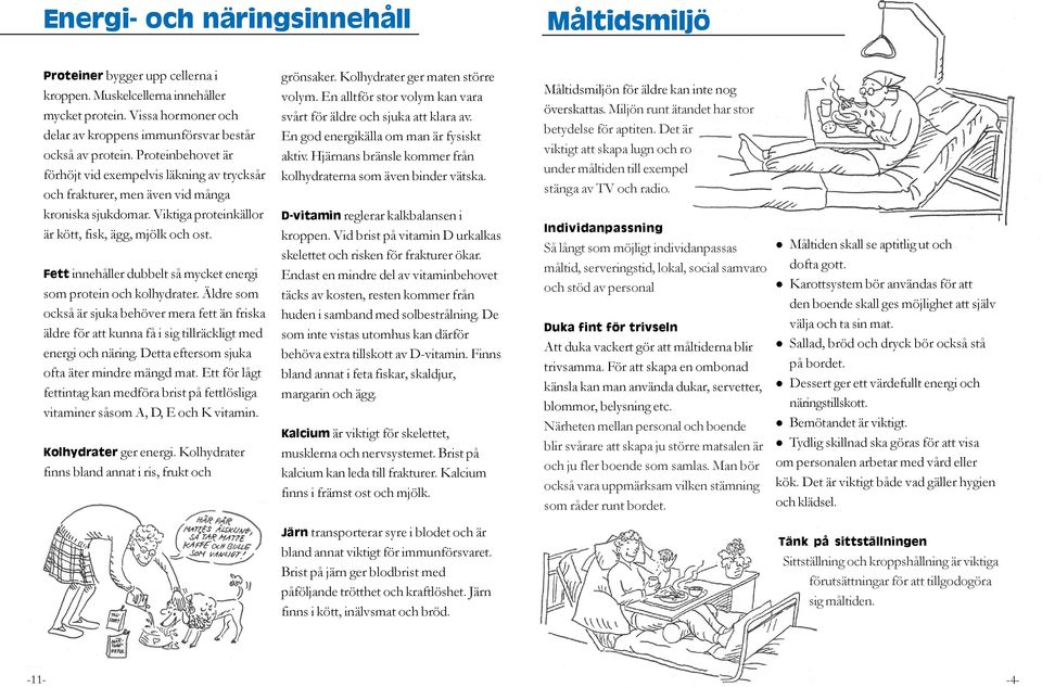 Fett innehåller dubbelt så mycket energi som protein och kolhydrater. Äldre som också är sjuka behöver mera fett än friska äldre för att kunna få i sig tillräckligt med energi och näring.