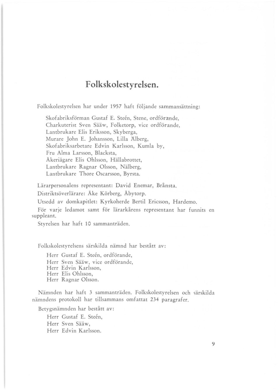 Johansson, Lilla Klberg, kofabriksarbetare Edvin Karlsson, Kumla by, Fru Alma Larsson, Blacksta, Åkeriägare Elis Ohlsson, Hällabrottet, Lantbrukare Ragnar Olsson, Näiberg, Lantbrukare Thore