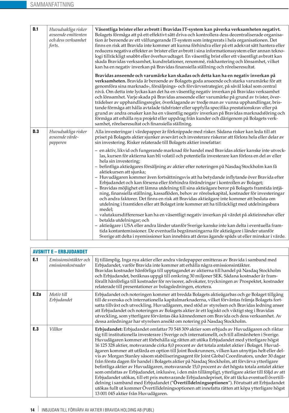 Det finns en risk att inte kommer att kunna förhindra eller på ett adekvat sätt hantera eller reducera negativa effekter av brister eller avbrott i sina informationssystem eller annan teknologi