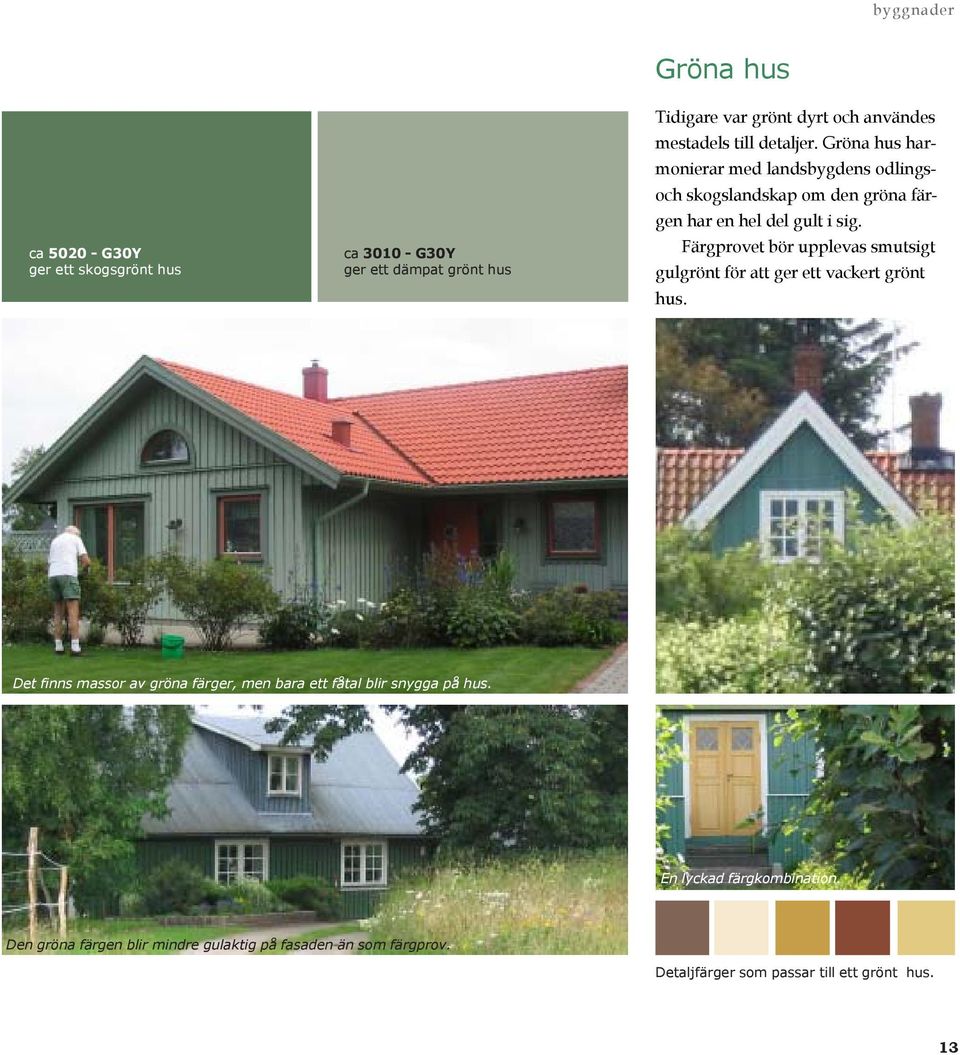 Färgprovet bör upplevas smutsigt gulgrönt för att ger ett vackert grönt hus.