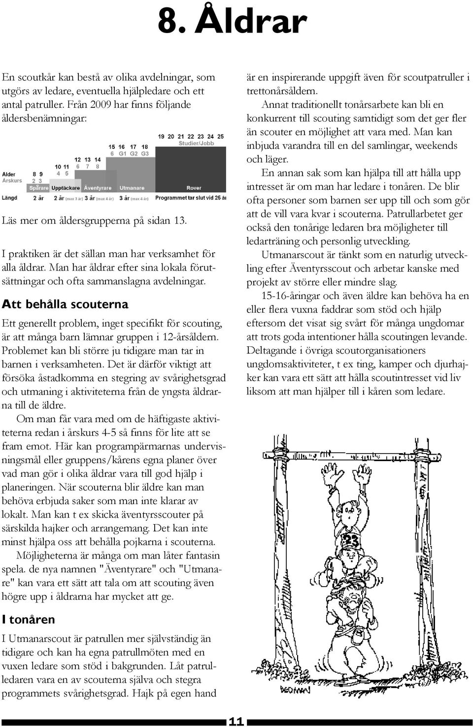 Man har åldrar efter sina lokala förutsättningar och ofta sammanslagna avdelningar.