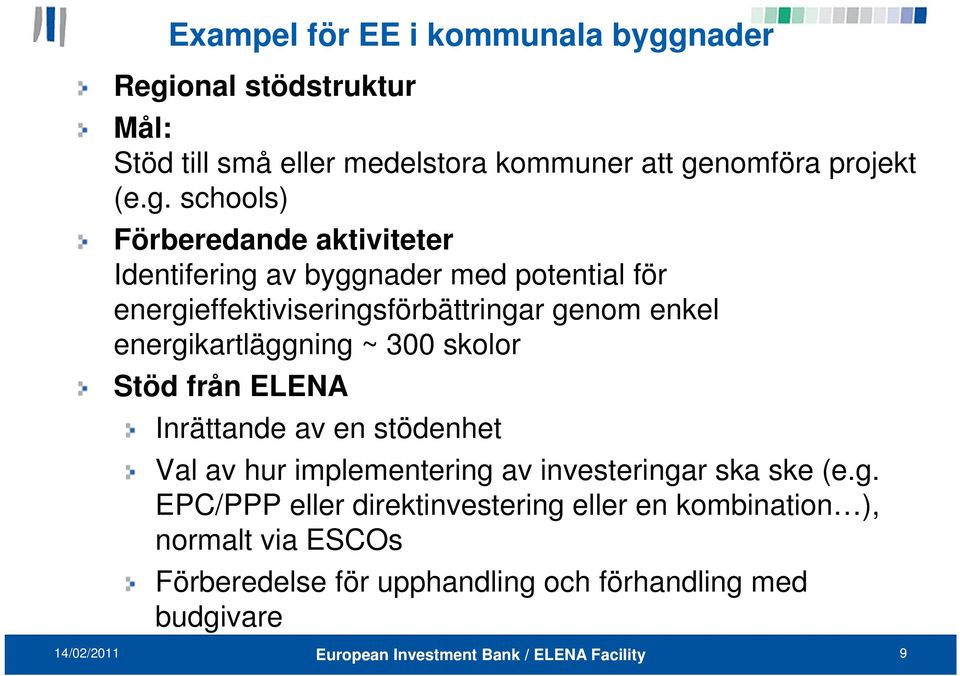 onal stödstruktur Mål: Stöd till små eller medelstora kommuner att ge