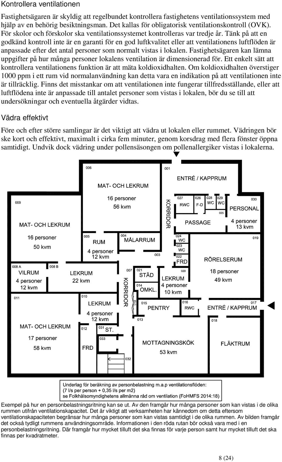 Tänk på att en godkänd kontroll inte är en garanti för en god luftkvalitet eller att ventilationens luftflöden är anpassade efter det antal personer som normalt vistas i lokalen.