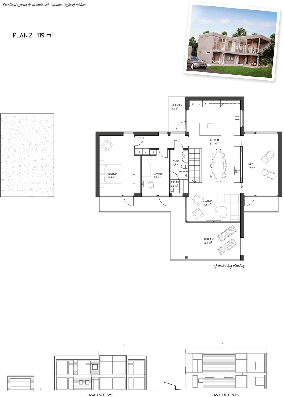 PLAN 2-119 m 2 Ej skalenlig