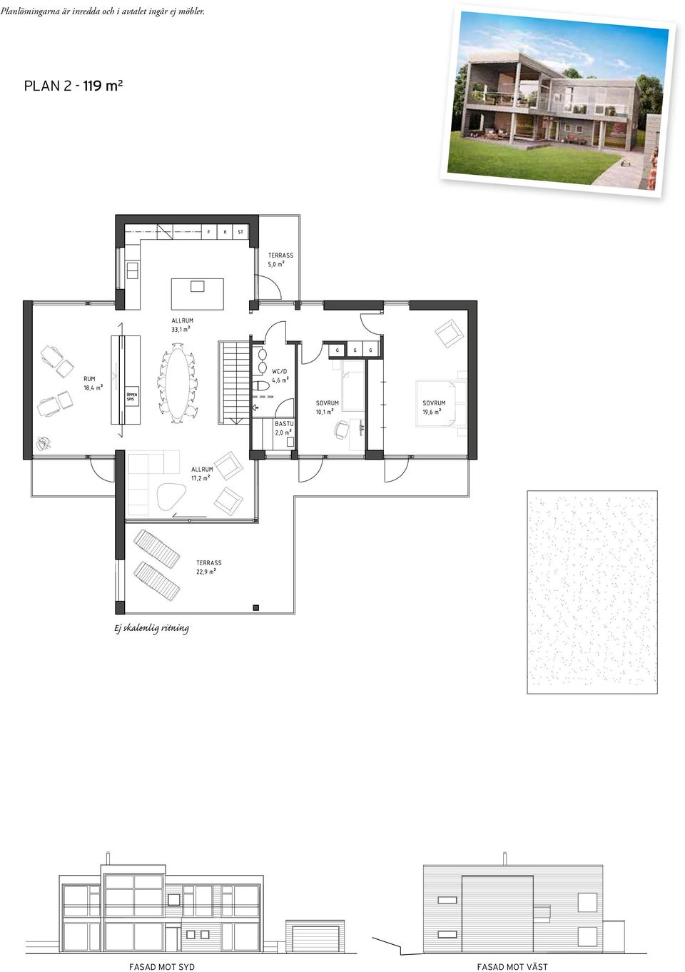 PLAN 2-119 m 2 Ej skalenlig