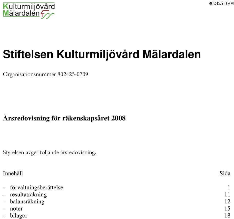 2008 Styrelsen avger följande årsredovisning.