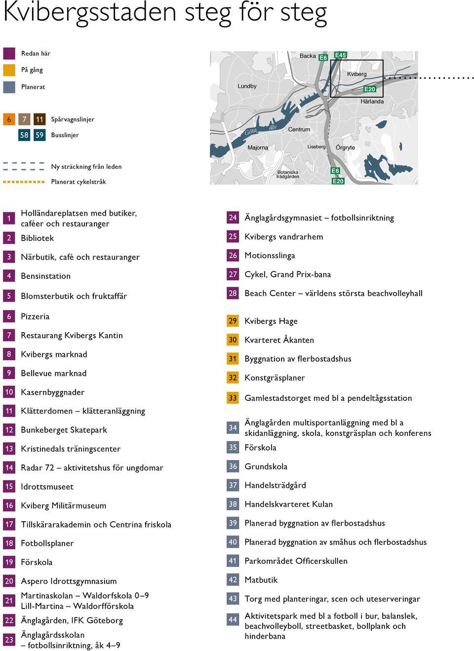 fruktaffär 6 Pizzeria 7 Restaurang Kvibergs Kantin 8 Kvibergs marknad 9 Bellevue marknad 10 Kasernbyggnader 11 Klätterdomen klätteranläggning 12 Bunkeberget Skatepark 13 Kristinedals träningscenter