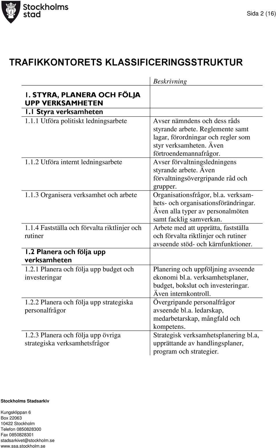 Även förvaltningsövergripande råd och grupper. 1.1.3 Organisera verksamhet och arbete Organisationsfrågor, bl.a. verksamhets- och organisationsförändringar.