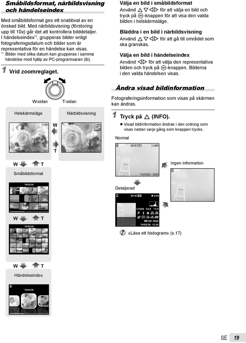 *1 Bilder med olika datum kan grupperas i samma händelse med hjälp av PC-programvaran (ib). 1 Vrid zoomreglaget.