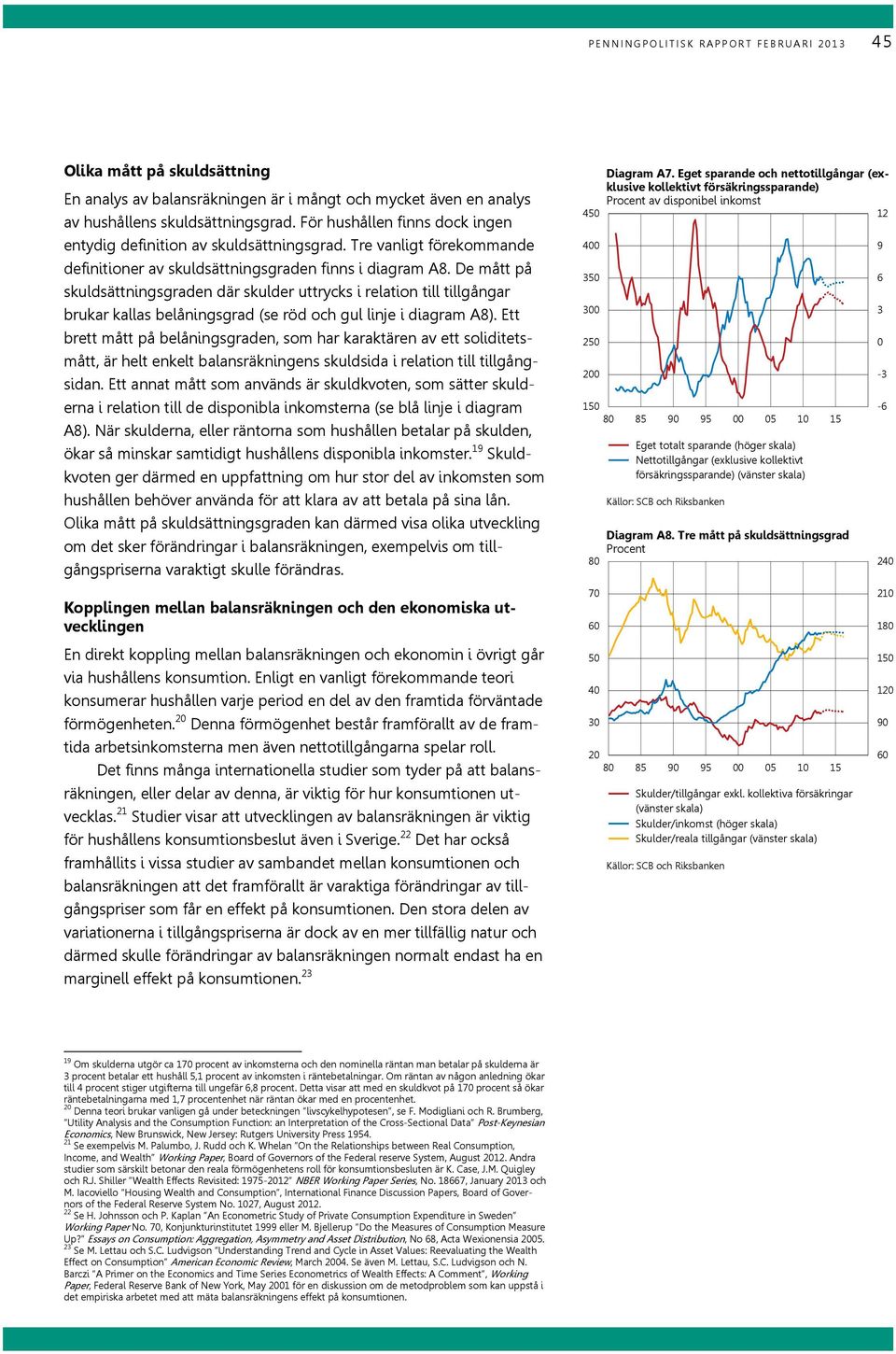 De mått på skuldsättningsgraden där skulder uttrycks i relation till tillgångar brukar kallas belåningsgrad (se röd och gul linje i diagram A8).