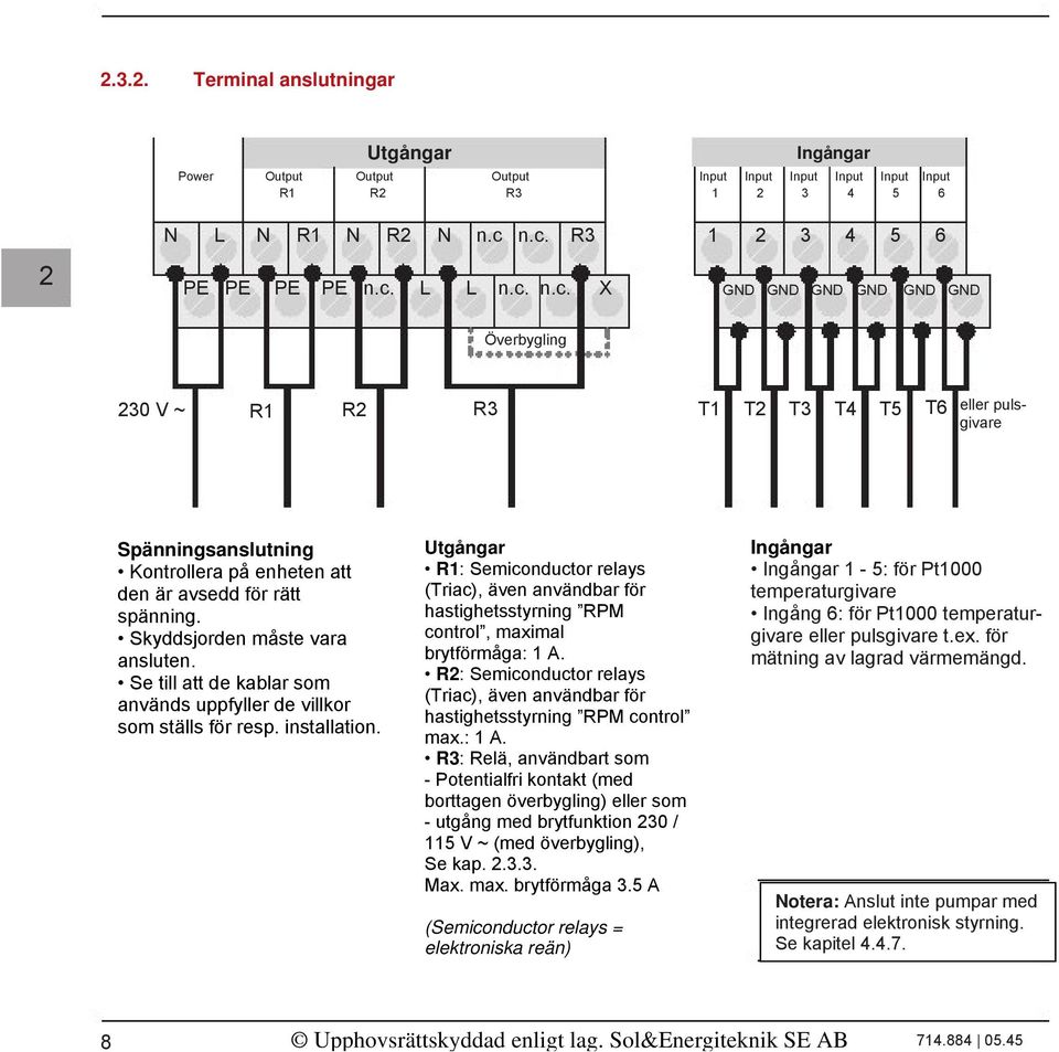 R1: Semiconductor relays den är avsedd för rätt (Triac), även användbar för spänning. hastighetsstyrning RPM Skyddsjorden måste vara control, maximal ansluten. brytförmåga: 1 A.