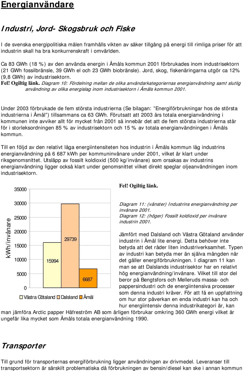 Jord, skog, fiskenäringarna utgör ca 12% (9,8 GWh) av industrisektorn. Fe! Ogitig änk.