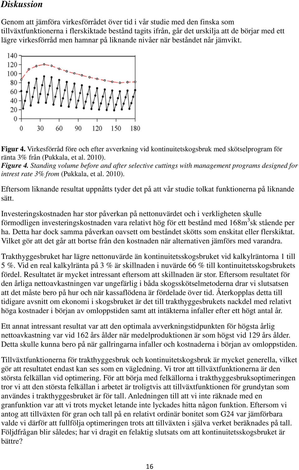 2010). Figure 4. Standing volume before and after selective cuttings with management programs designed for intrest rate 3% from (Pukkala, et al. 2010).