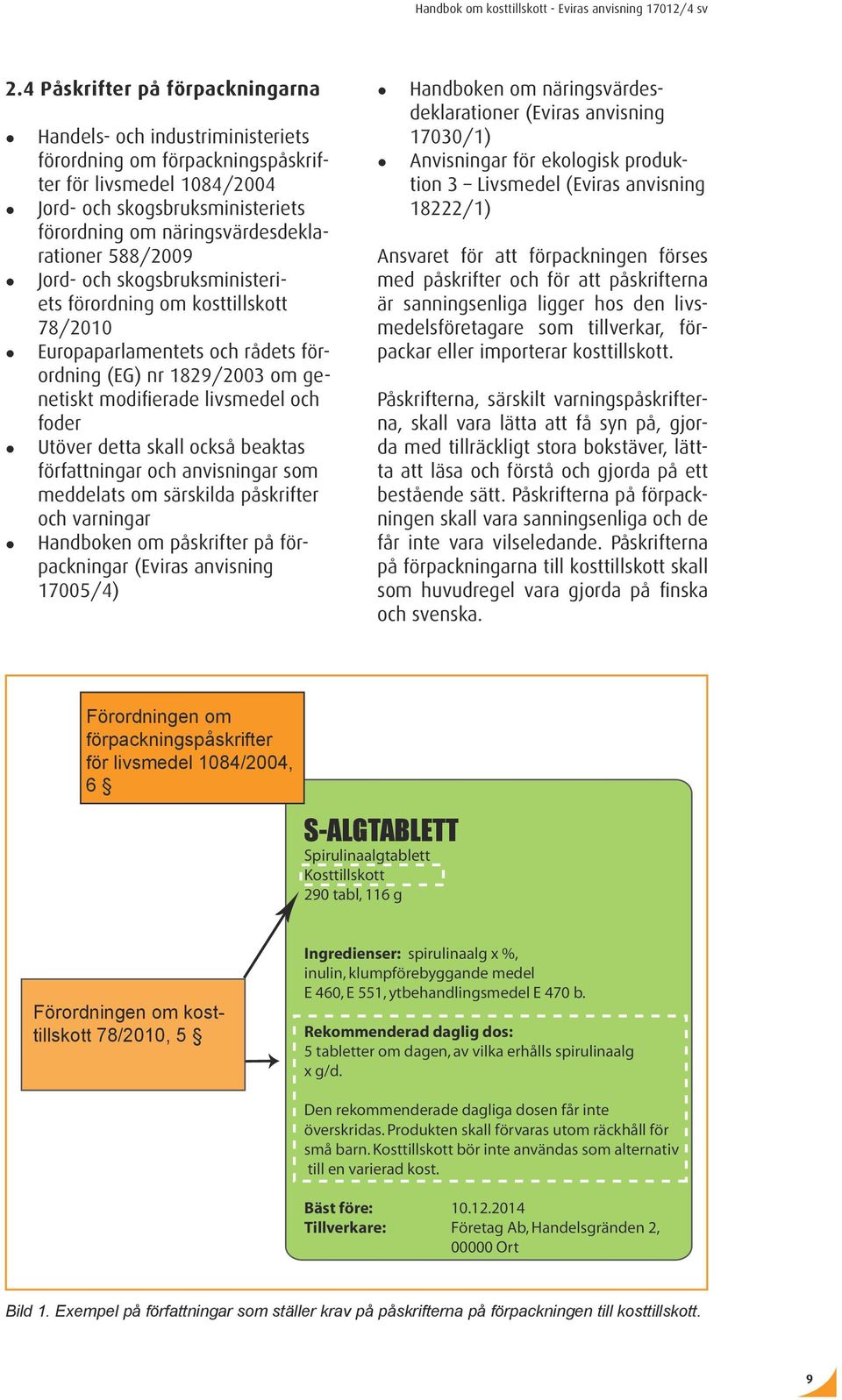 och foder Utöver detta skall också beaktas författningar och anvisningar som meddelats om särskilda påskrifter och varningar Handboken om påskrifter på förpackningar (Eviras anvisning 17005/4)