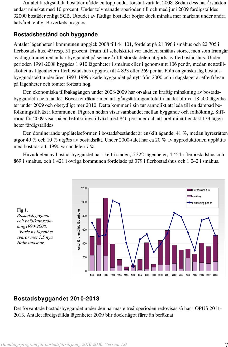 Bostadsbestånd och byggande Antalet lägenheter i kommunen uppgick 2008 till 44 101, fördelat på 21 396 i småhus och 22 705 i flerbostads hus, 49 resp. 51 procent.