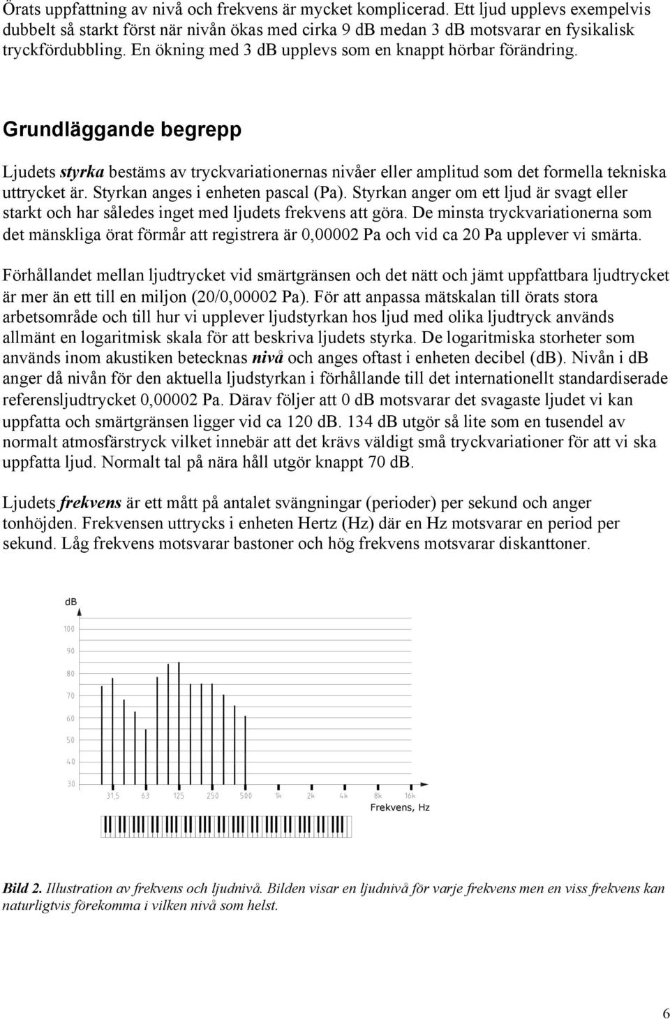 Styrkan anges i enheten pascal (Pa). Styrkan anger om ett ljud är svagt eller starkt och har således inget med ljudets frekvens att göra.